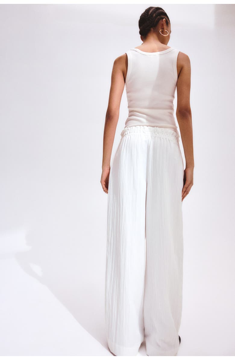 H&M Wide Frill-trimmed Trousers, Alternate, color, White