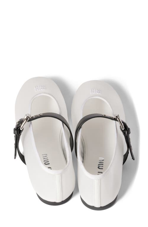 Miu Miu Mesh Buckle Mary-jane Ballerina Flats In White