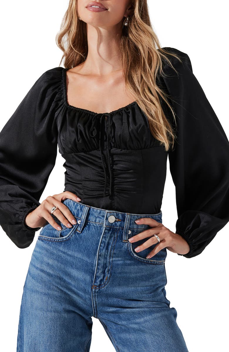 ASTR the Label Balloon Sleeve Top, Main, color, Black