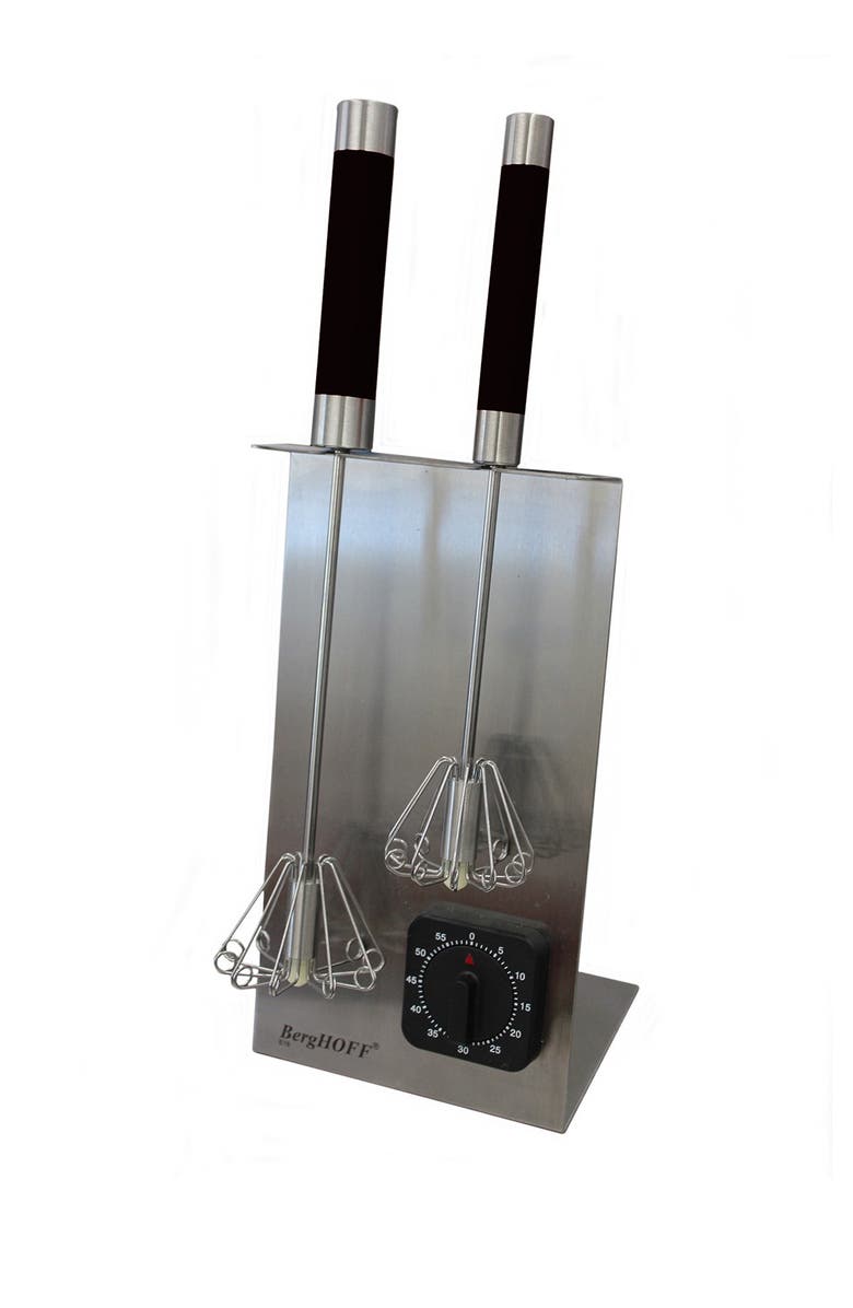 BergHOFF Black 4-Piece Whisk & Timer Set, Main, color, Black/Silver