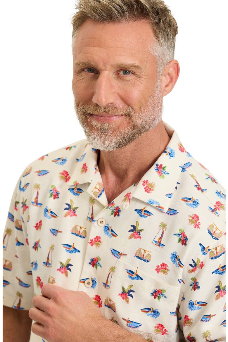 Wave Cruiser Silk Camp Shirt, Alternate, color, CONTINENTAL