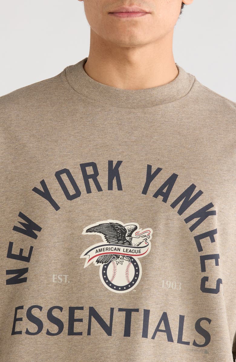 Fear of God Essentials x MLB Yankees American League Cotton Graphic T-Shirt, Alternate, color, Homestead Heather