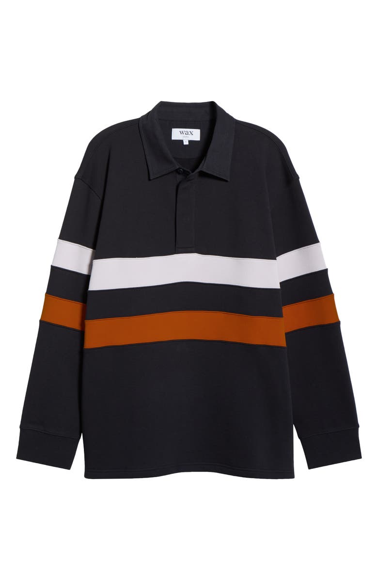 Wax London Rowhill Organic Cotton Rugby Shirt, Main, color, Navy Stripe