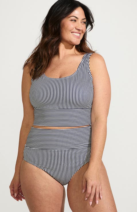 Tugless Tankini Top and High Waisted Bottom Swimsuit Set
