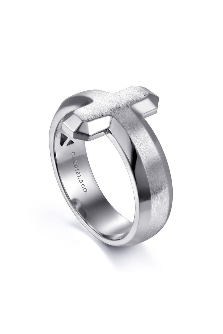 Men's Facets Sterling Silver Cross Ring, Alternate, color, STERLING SILVER