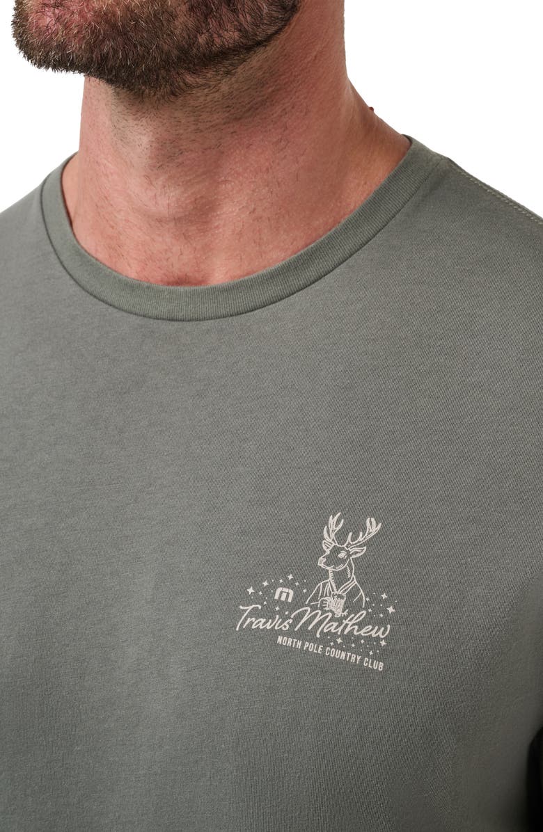TravisMathew Run Rudolph Cotton Graphic T-Shirt, Alternate, color, Dark Olive