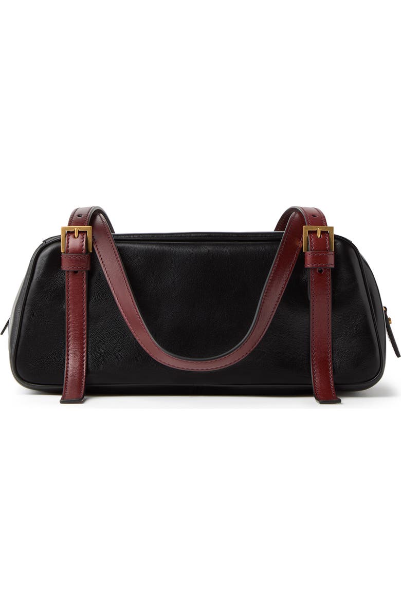 Versace Small Emblème Medusa Leather Bowling Bag, Alternate, color, Black Rosewood Gold
