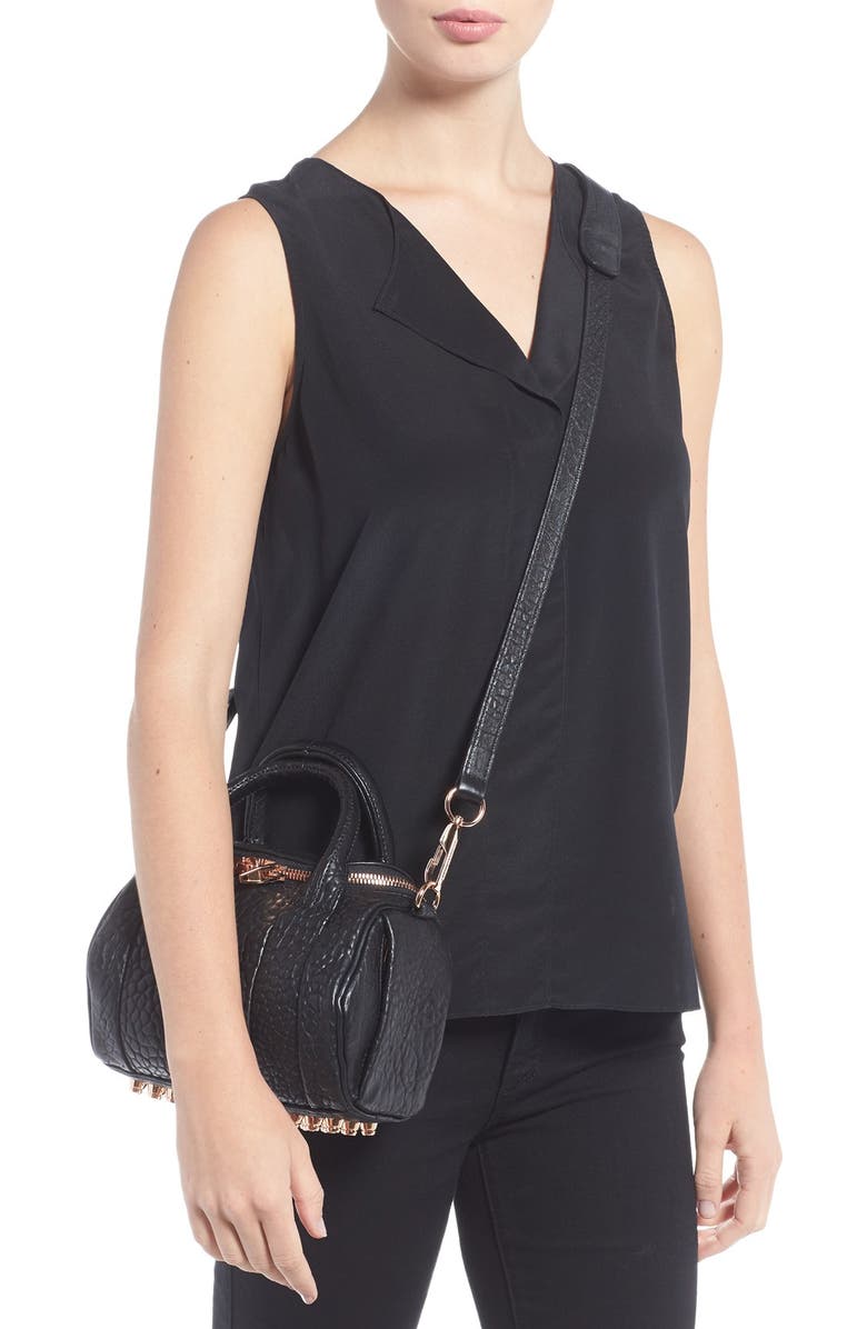 Alexander Wang 'Mini Rockie - Rose Gold' Leather Crossbody Satchel, Alternate, color,