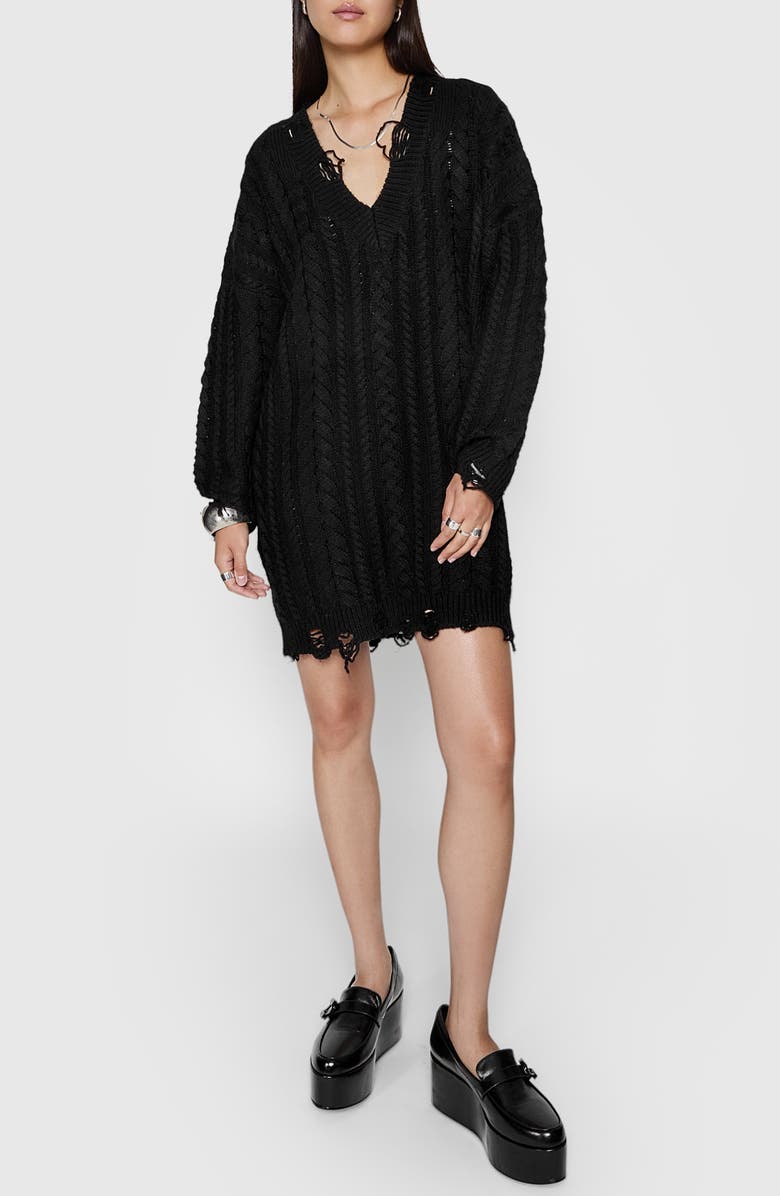 Rebecca Minkoff Sloane Ripped Long Sleeve Sweater Dress | Nordstrom Rebecca Minkoff Sloane Ripped Long Sleeve Sweater Dress | Nordstrom