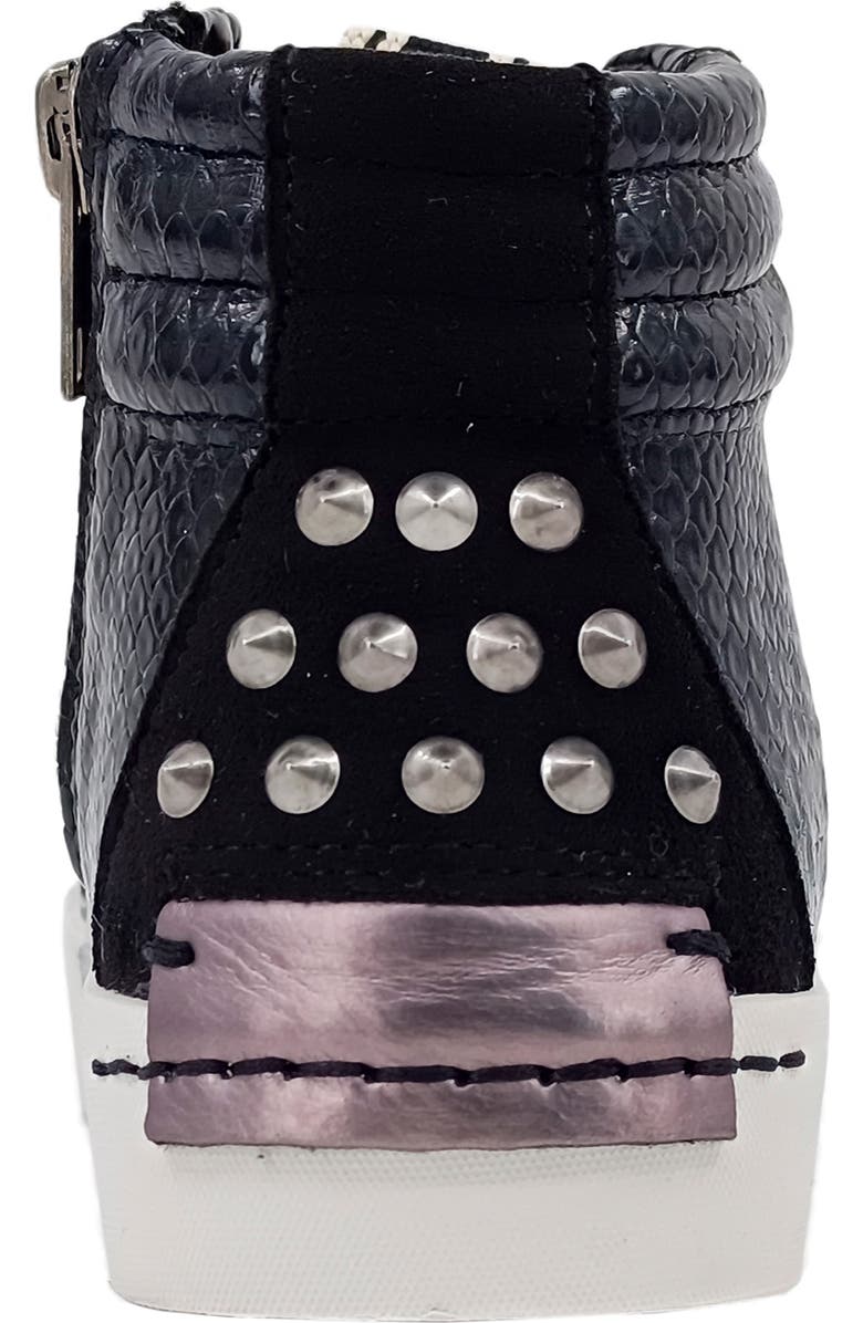 SHUSHOP Kids' Reese Studded High Top Sneaker, Main, color, Black Snake