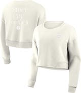 FANATICS Women's Fanatics Cream Pittsburgh Steelers Studio Tri-Blend Cropped Pullover Sweatshirt