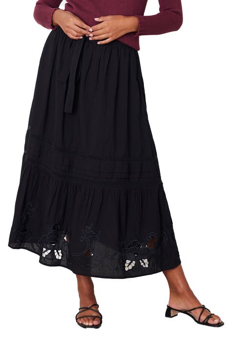Stevie Lace Inset Embroidered Skirt