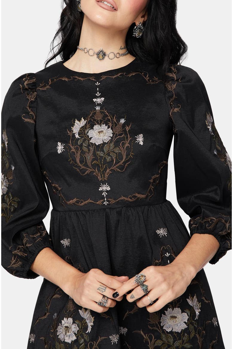 Puff Sleeve Mini Dress, Alternate, color, Black