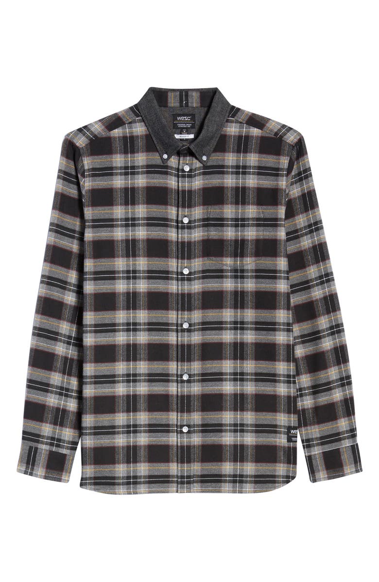 WeSC Olavi Plaid Button-Down Flannel Shirt, Alternate, color, 