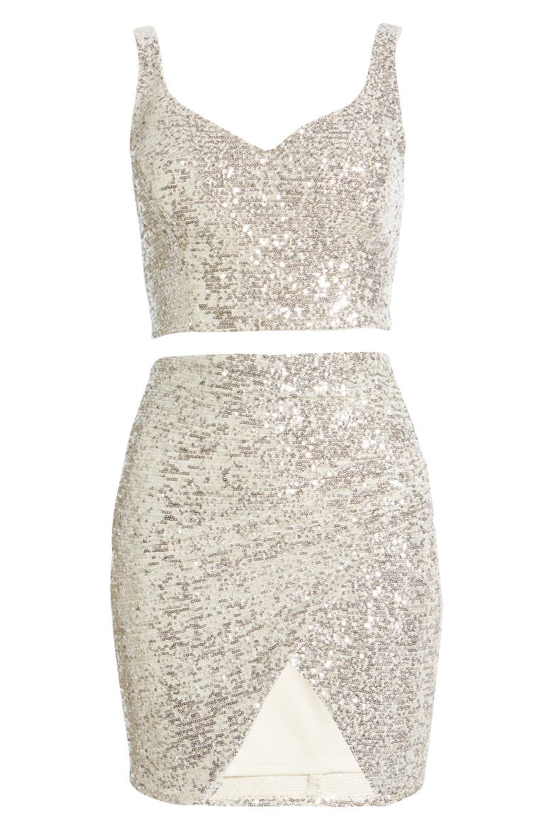 Two-Piece Sequin Dress, Alternate, color, SILVER