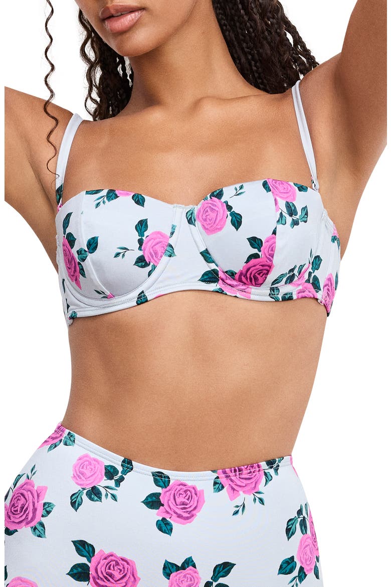 Floral Satin Underwire Bikini Top, Main, color, VINTAGE ROSE001