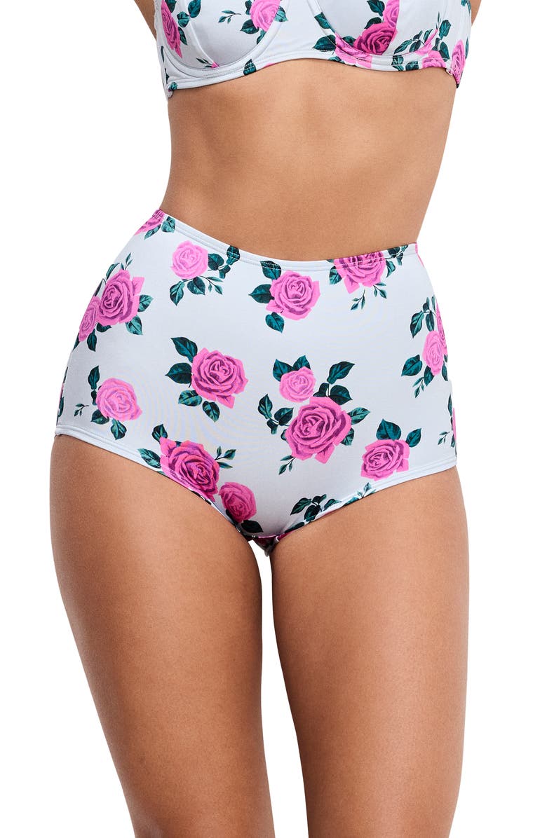 Good American Floral Satin Underwire Bikini Top, Main, color, Vintage Rose001