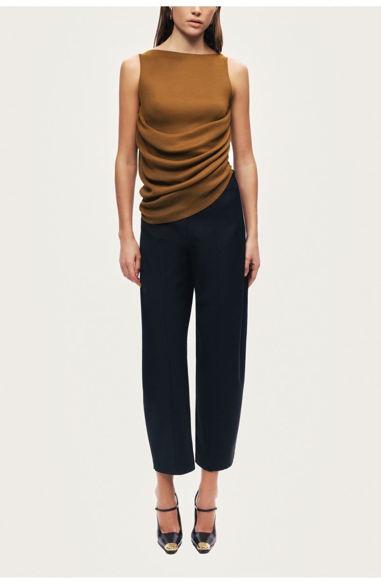 Nocturne Draped Sleeveless Blouse, Alternate, color, Camel