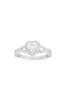 Queen Jewels Sterling Silver Heart Halo CZ Ring - Size 8