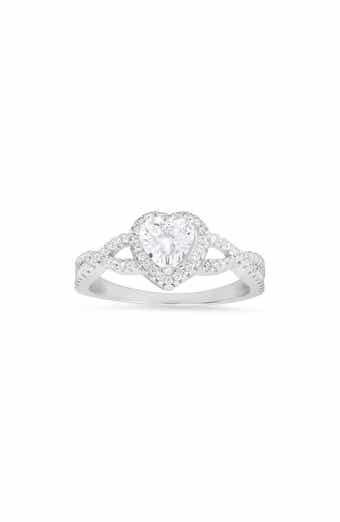 Queen Jewels Sterling Silver Heart Halo CZ Ring - Size 8