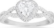Queen Jewels Sterling Silver Heart Halo CZ Ring - Size 8
