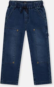 Deux par Deux French Terry Cargo Pocket Drawstring Denim Pants