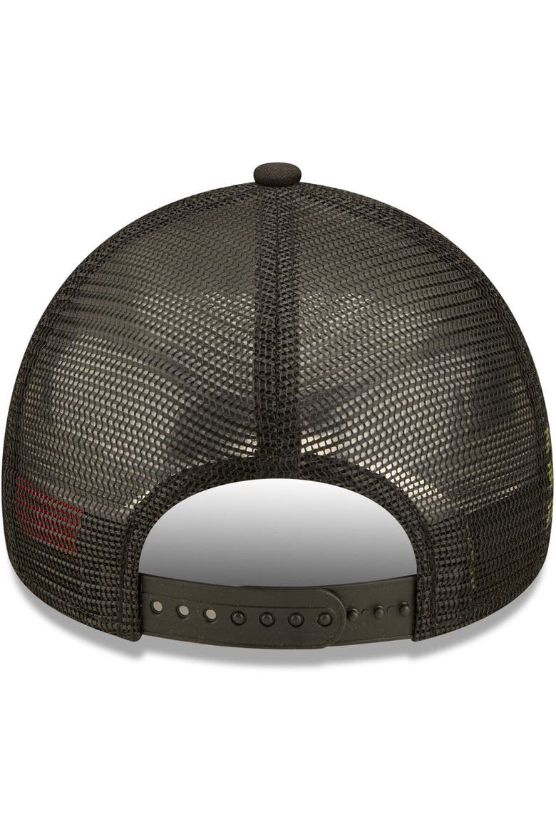 Men's New Era x Alpha Industries Black Washington Nationals A-Frame 9FORTY Trucker Snapback Hat, Alternate, color, Black