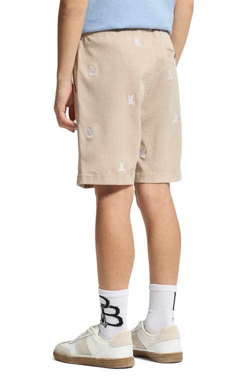 PSYCHO BUNNY PSYCHO BUNNY KIDS' WILLS EMBROIDERED BUNNIES DRAWSTRING SHORTS