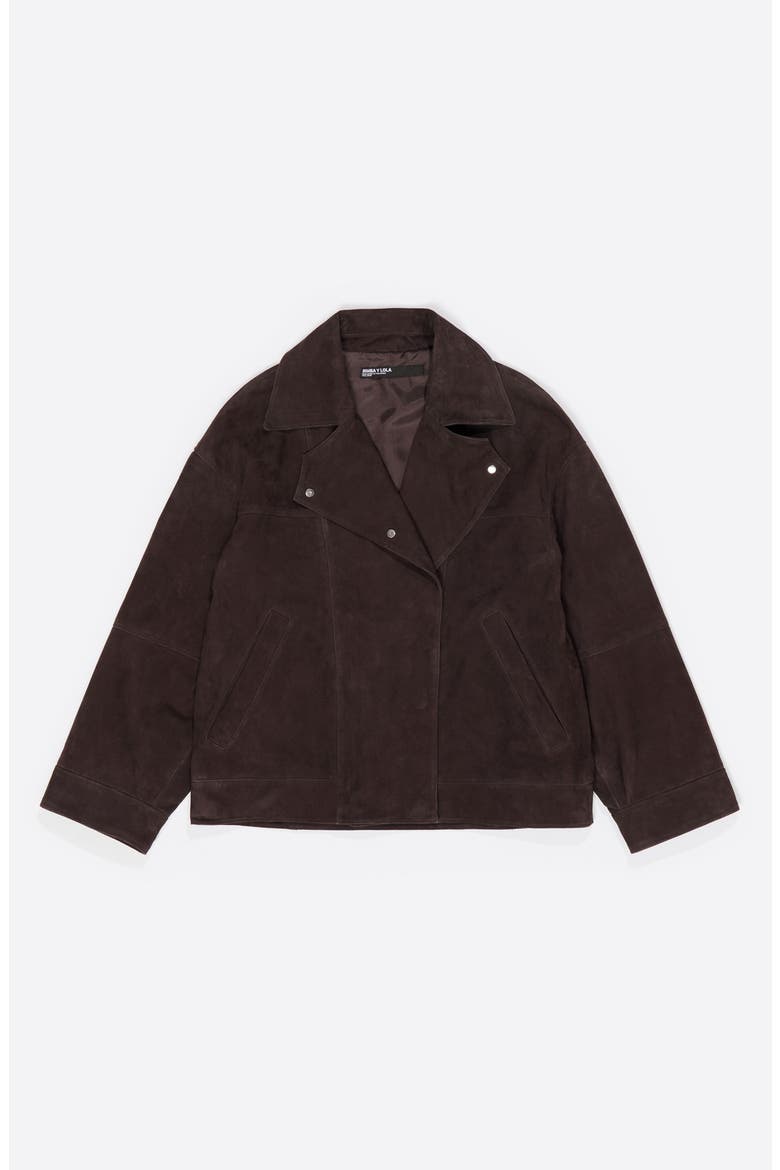 Suede Double-Breasted Jacket, Alternate, color, DARK BROWN