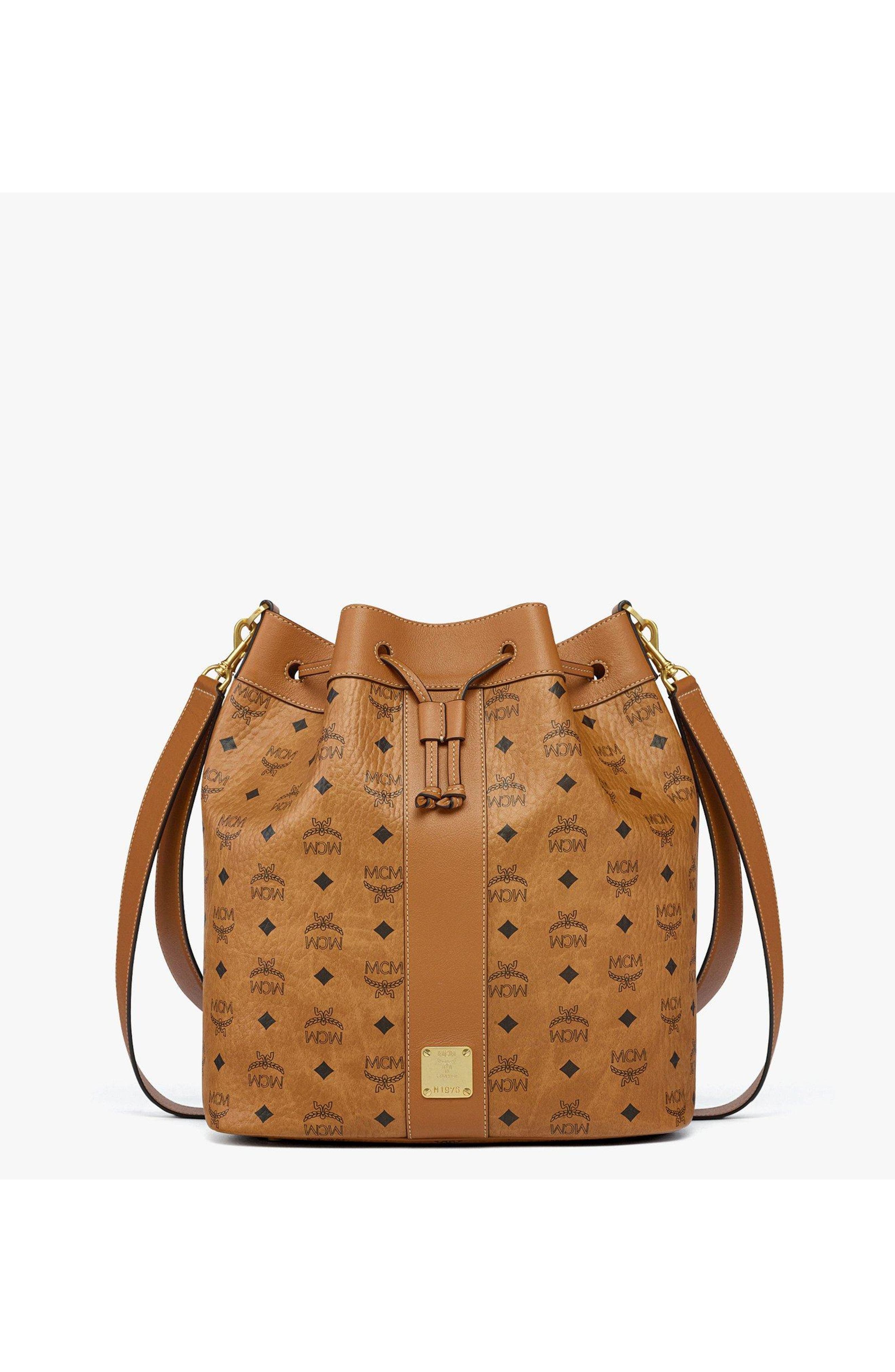 MCM Large Dessau Drawstring Bag in Visetos, Main, color, Co