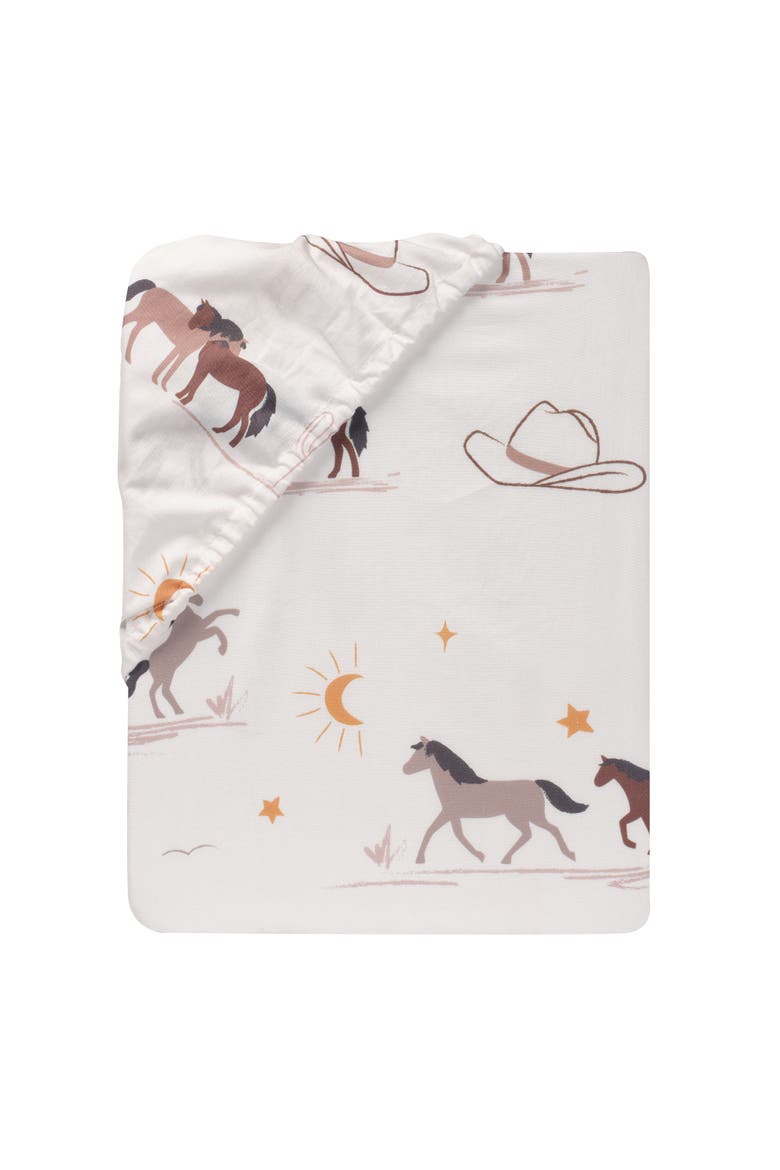 Country Western Breathable 100% Cotton Fitted Crib/Toddler Sheet, Alternate, color, Tan