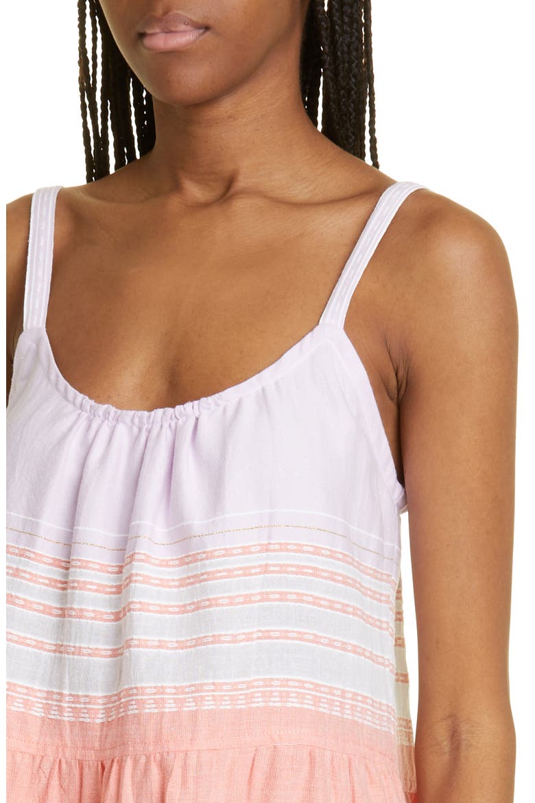 Eshal Cascade Tiered Cotton Sundress, Alternate, color, TANGERINE