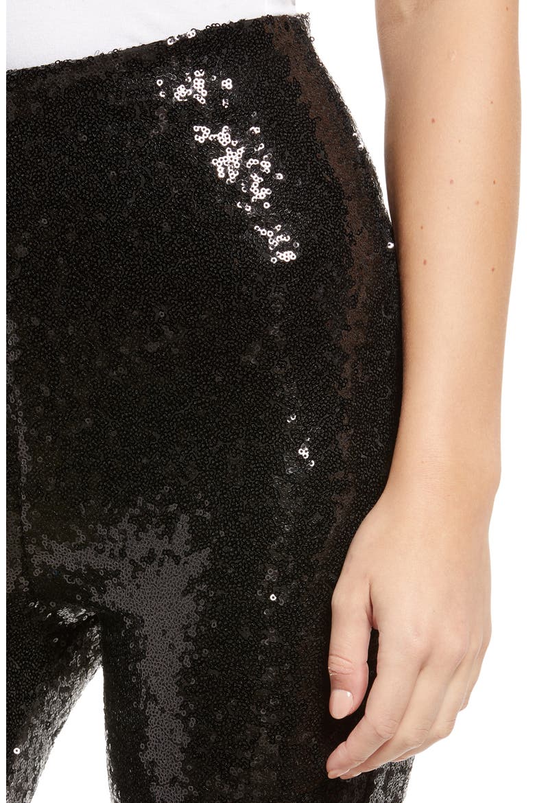 Sequin Flared Leggings, Alternate, color, BLACK