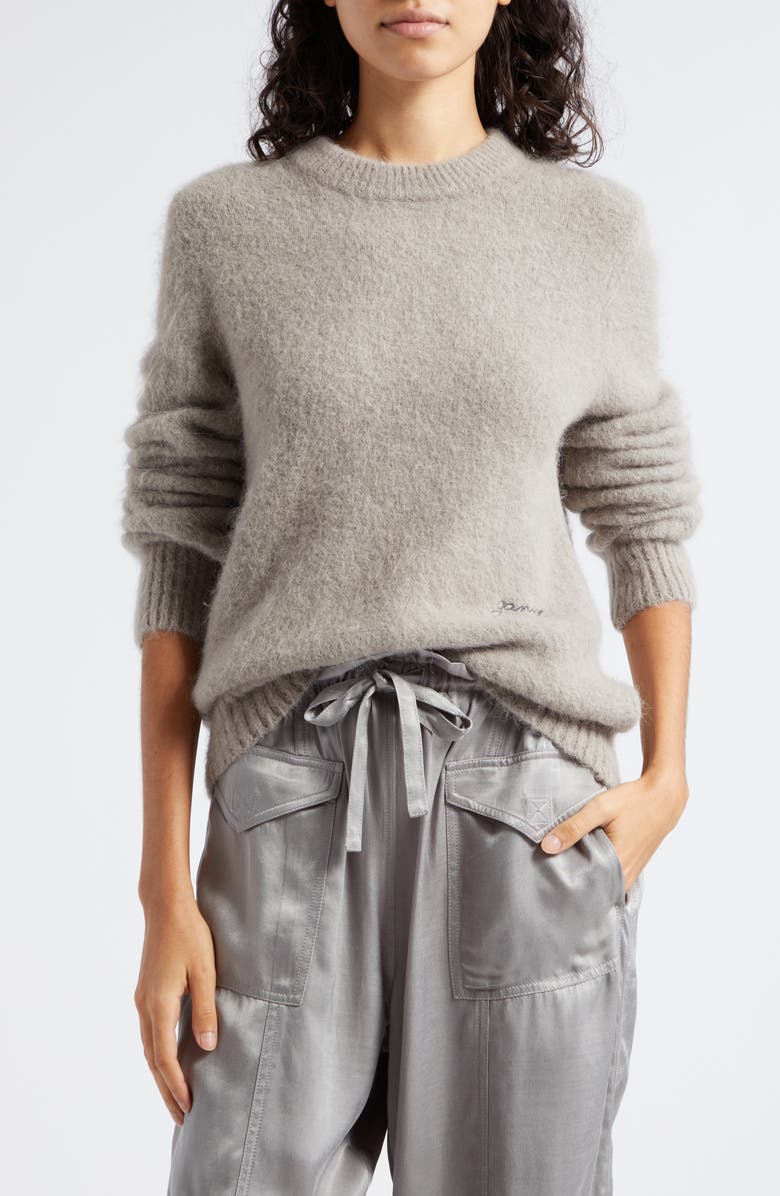 Ganni Brushed Alpaca & Wool Blend Crewneck Sweater, Main, color,