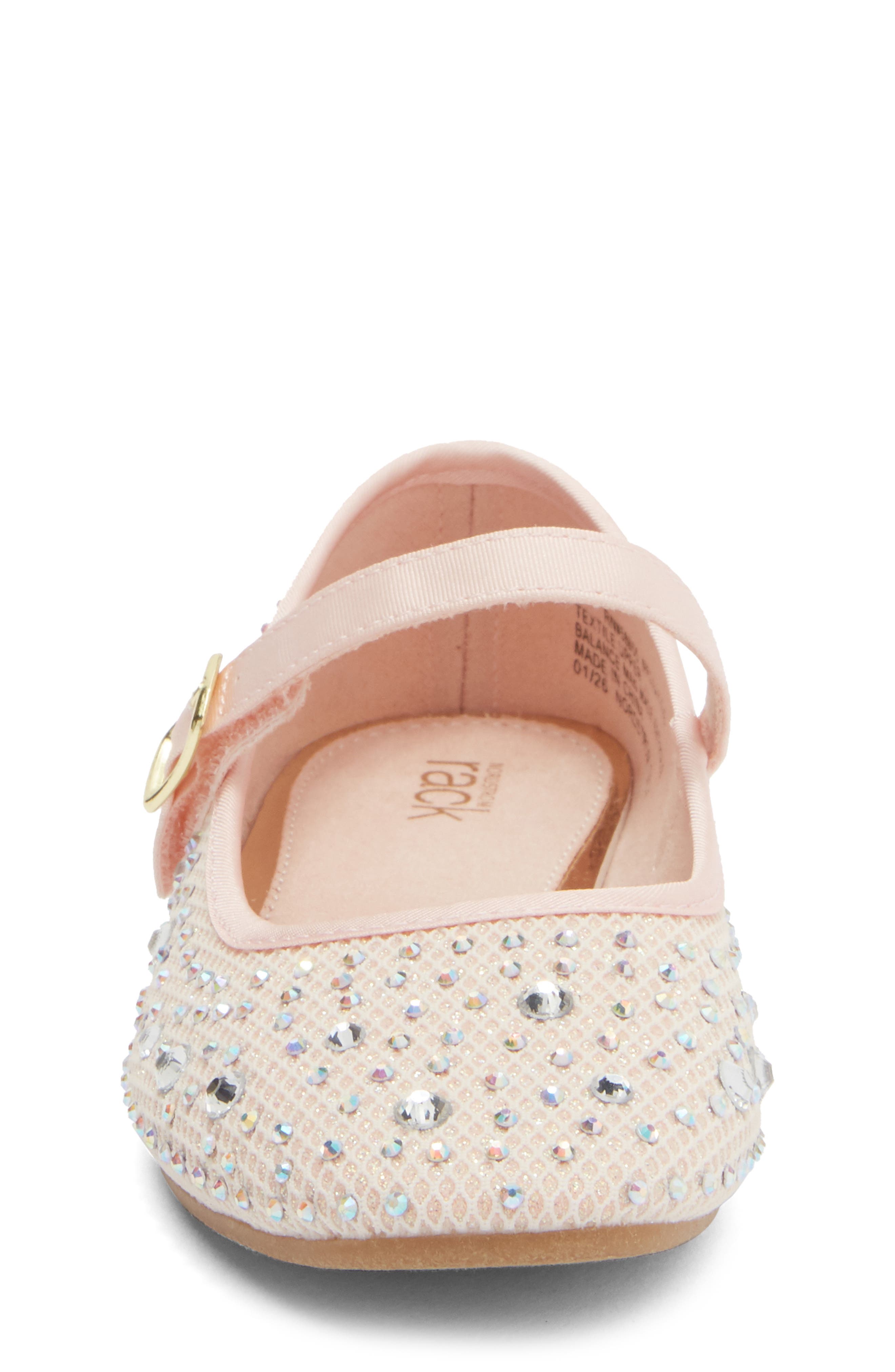NORDSTROM RACK Kids' Rhinestone Mesh Mary Jane Flat, Alternate, color, Pink