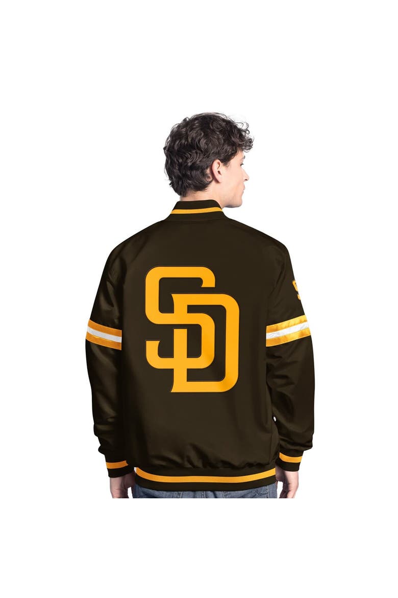 Men's Starter  Brown San Diego Padres Scout Full-Snap Varsity Jacket, Alternate, color, Brown