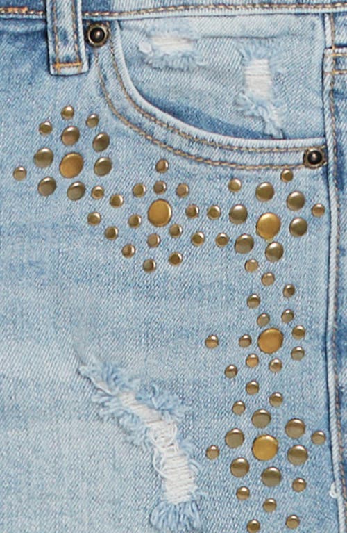 Shop Tractr Kids' Studded Pocket Denim Shorts In Indigo