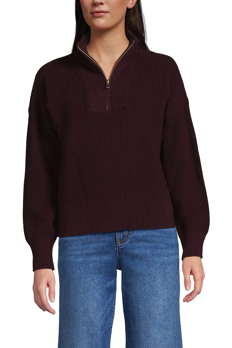 Drifter Shaker Wedge Quarter Zip Sweater, Main, color, Aged Wine Heather
