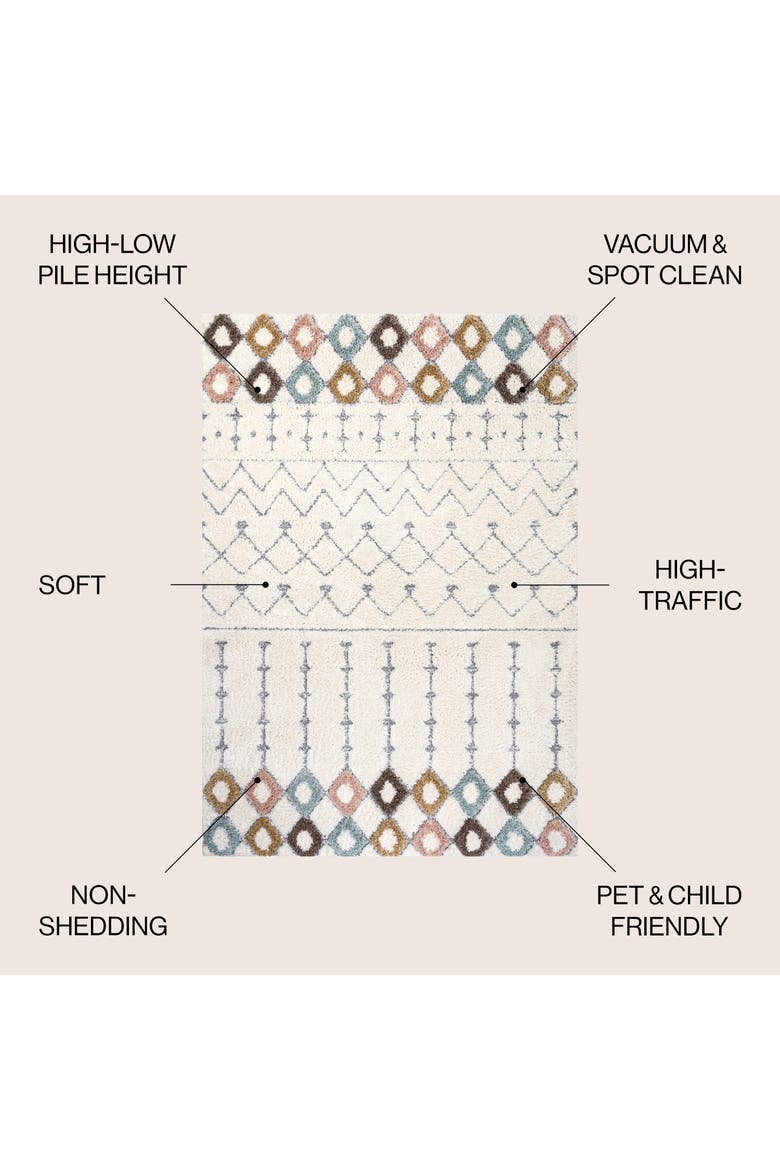 Pia Moroccan Trellis Plush Carved Area Rug, Alternate, color, Multi/Cream