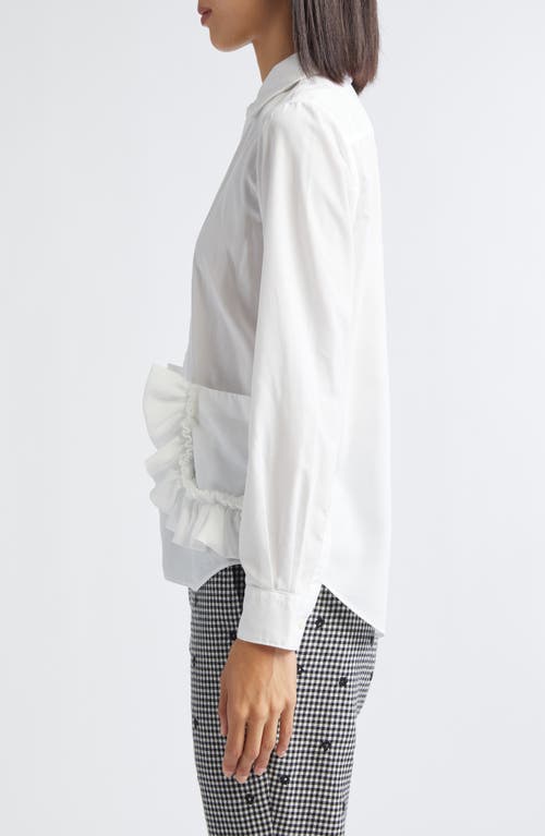 Comme Des Garcons Girl Comme Des Garçons Girl Ruffle Pocket Broadcloth Button-up Shirt In White