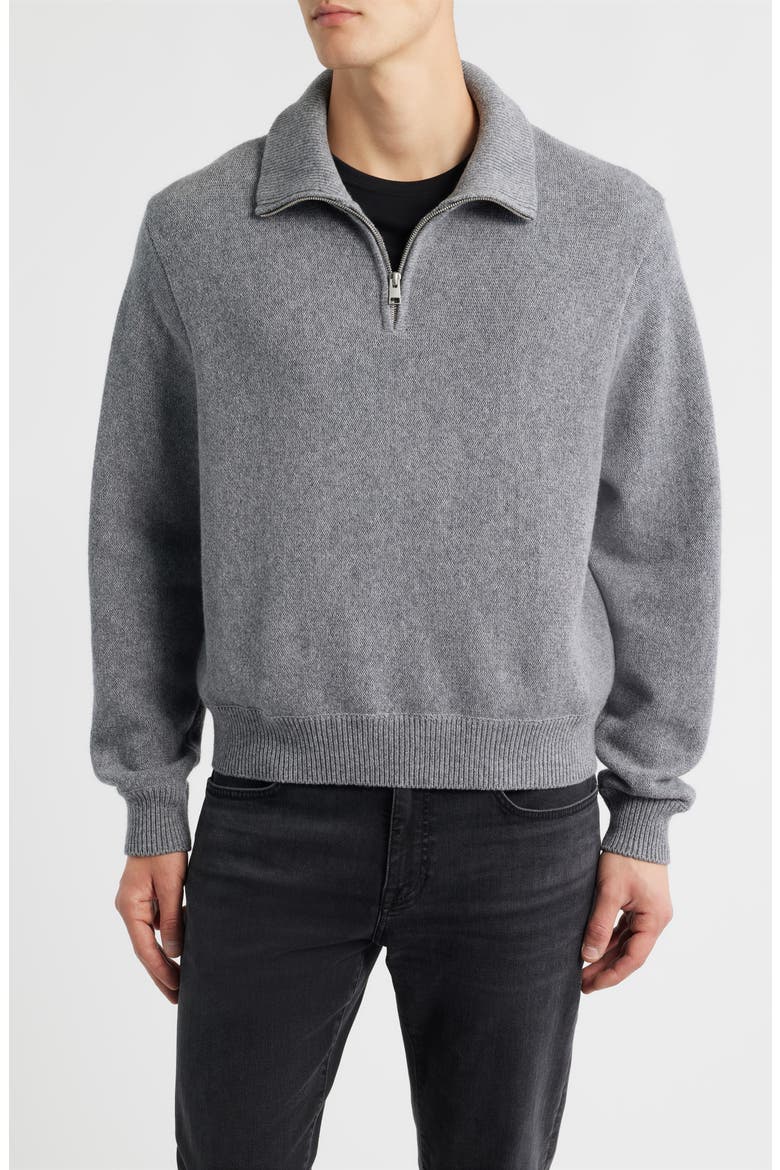 Half Zip Wool & Cotton Sweater, Main, color, GREY MELANGE