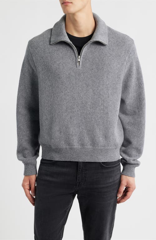 Frame Wool And Cotton Half-zip Sweater In Gray