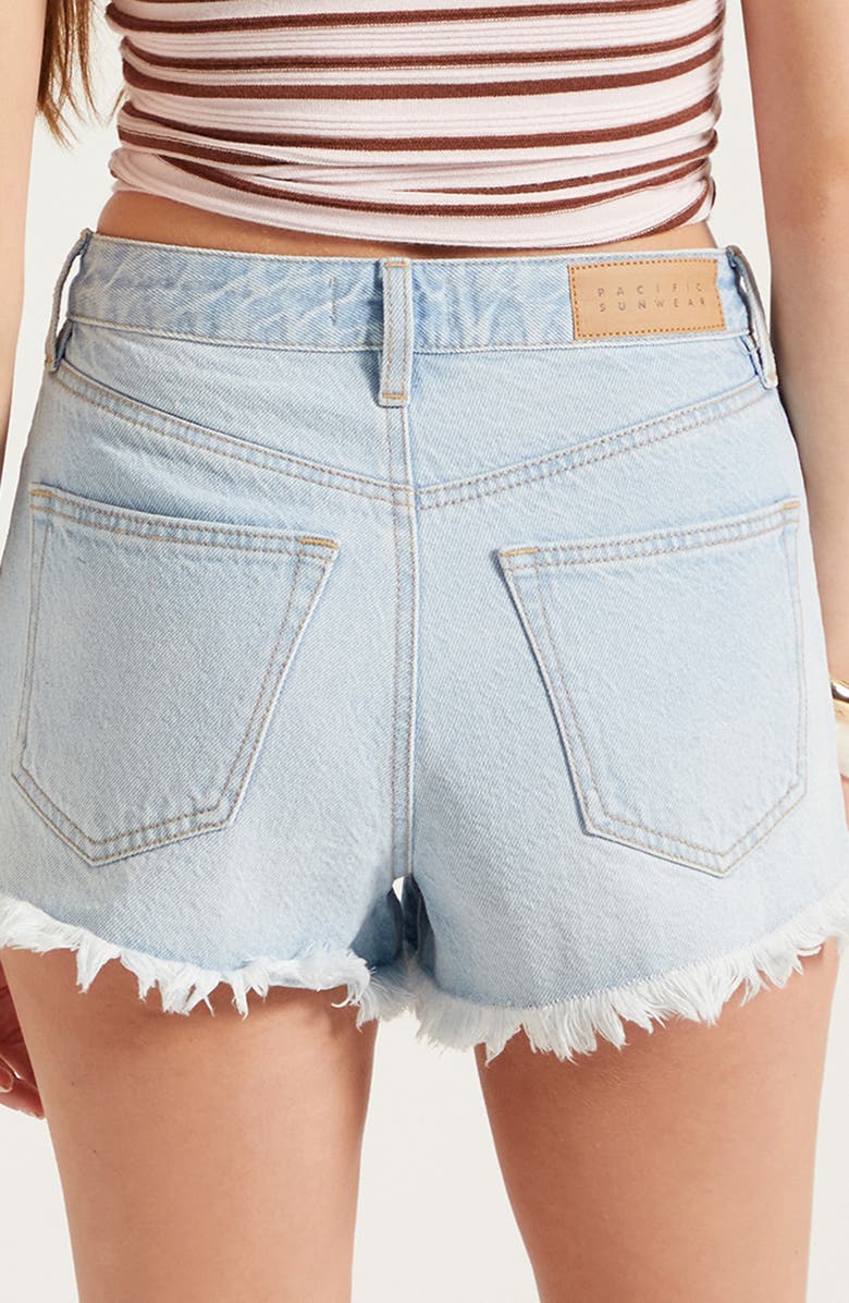 PacSun Ivy Ripped Denim Cutoff Shorts, Alternate, color, Light Indigo