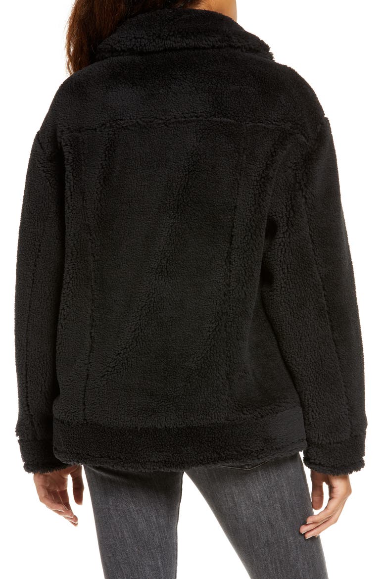 Fleece Trucker Jacket, Alternate, color, BLK