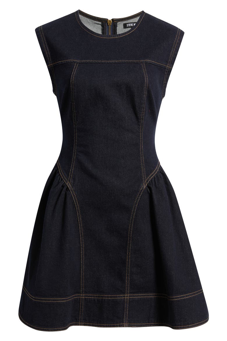 Melinda Sleeveless Fit & Flare Denim Dress, Alternate, color, INDIGO HAZE