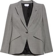 McQueen Houndstooth Check Wool Blazer