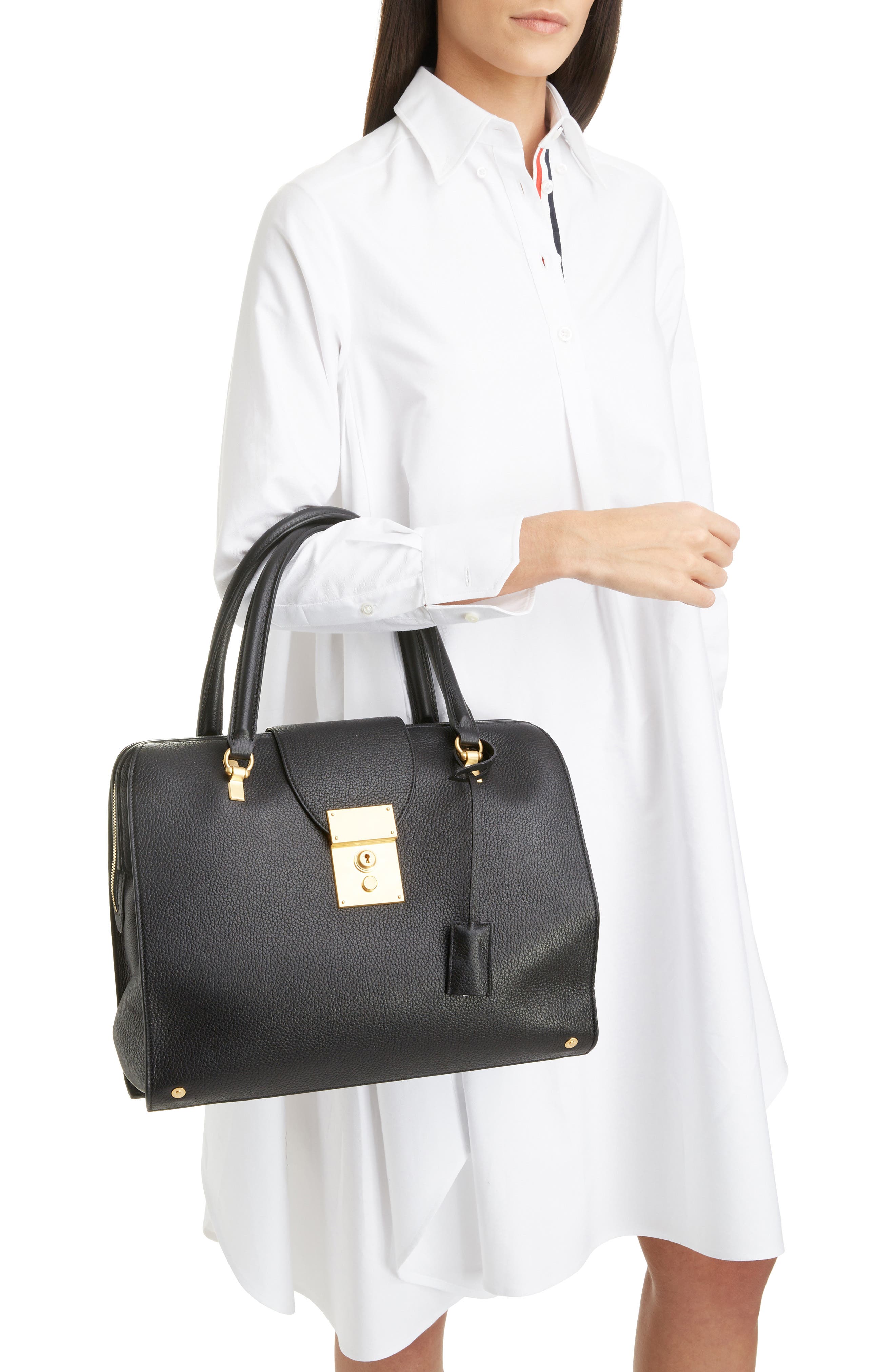 Thom Browne Mrs. Thom Deerskin Leather Shoulder Bag, Alternate, color, 