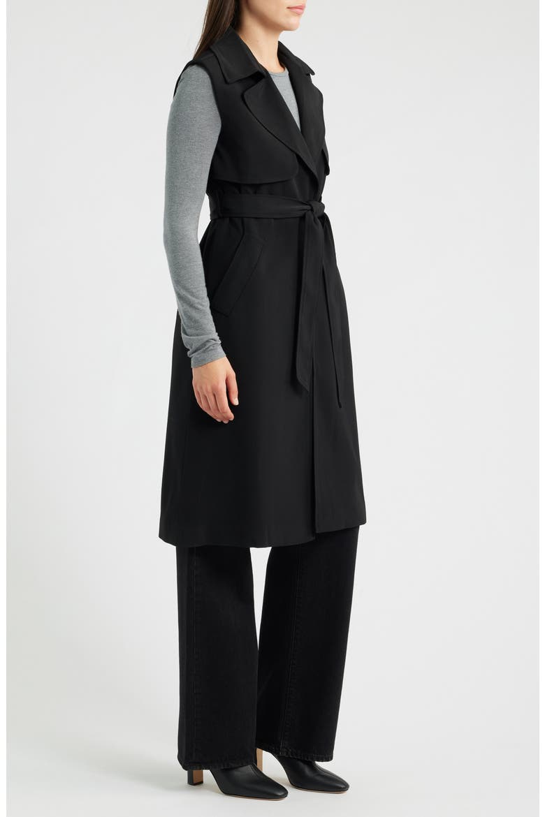 Sleeveless Belted Trench Coat, Alternate, color, RICH BLACK