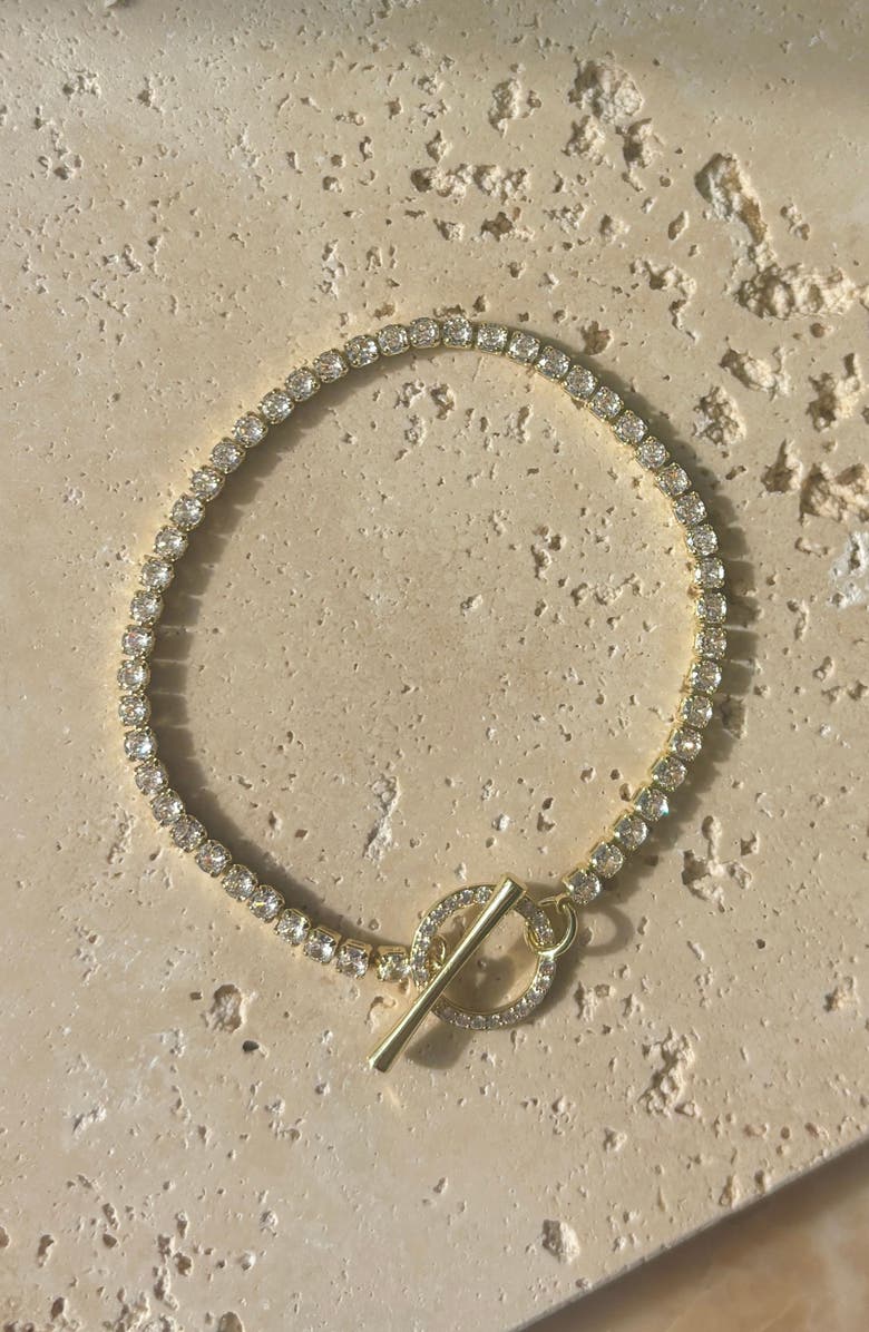 Adornia Crystal Toggle Bracelet, Alternate, color, Gold