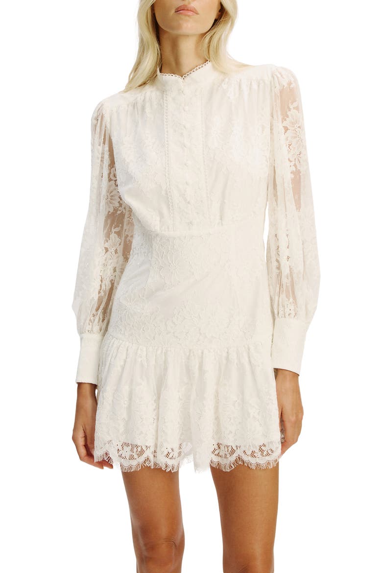 Olessia Long Sleeve Lace Minidress, Alternate, color, IVORY